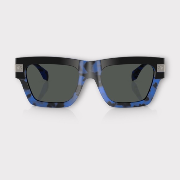 Versace VE4475 536887 Unisex Sunglasses in Havana Blue Frame & Dark Grey Lens - Picture 1 of 6